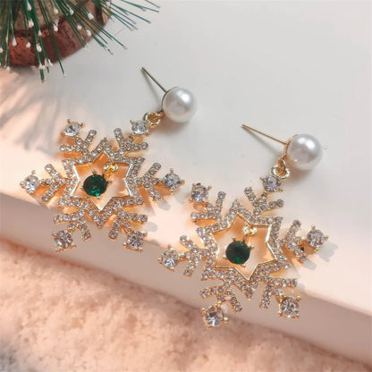 Fashion Shiny Snowflake Christmas Tree Earrings