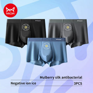 MiiOW 3pcs Breathable Seamless Boxer Shorts
