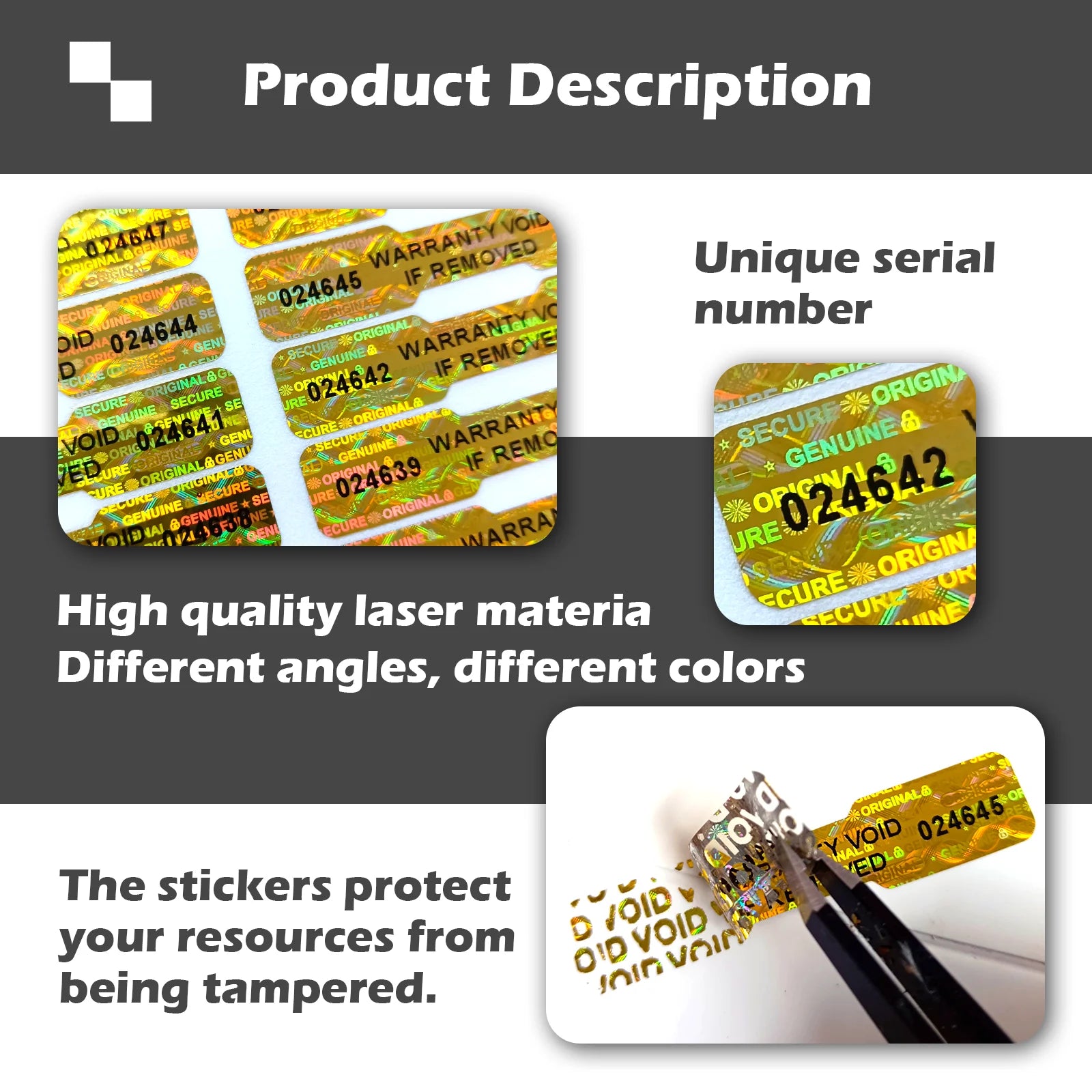 5x1cm Bone Shape Holographic Security Seals