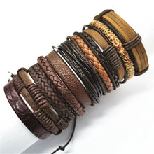 10 Pcs/set Black Wrap Woven Handmade Leather Bracelets
