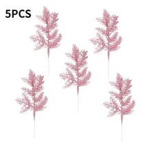 10/5Pcs Artificial Plants Pine Branches Christmas Glitter