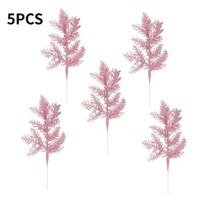 10/5Pcs Artificial Plants Pine Branches Christmas Glitter