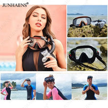JUNHAINS Anti-fog Tempered Glass Breathing Tube and Mask Snorkeling Set
