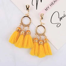 Trendy Bohemian Statement Tassel Clip On Earrings