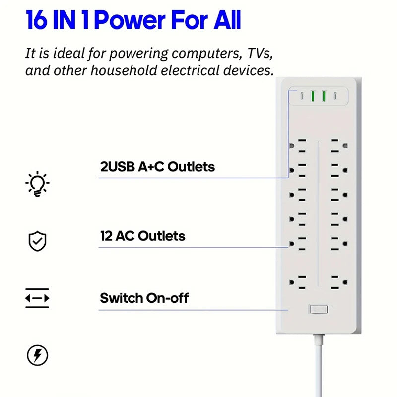 US Plug Multipurpose Power Strip Extension Cord