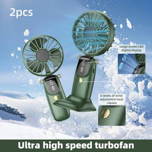 2PCS  Mini Handheld 6 Speed Rechargeable Fan with Phone Stand