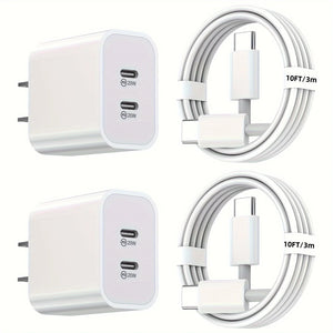 2Pack IPhone Charger 40W Dual Port Charging Block With 6FT USB C Charger Cable