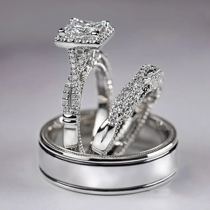 Vintage 3-in-1 Lab Diamond Promise Ring Set