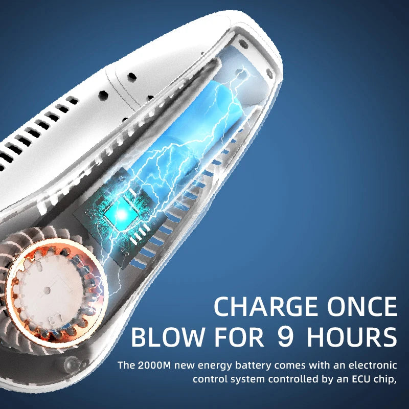 3000mA Portable Mini Hanging Bladeless Digital Display Rechargeable Electric Fan