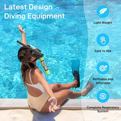 HOUVAN Full Face Mask with Mini 0.5L Scuba Diving Tank And Hand Pump