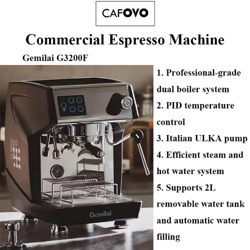 CAFOVO Gemilai G3200F Commercial Espresso Machine Dual Boiler 4-Hole Steam