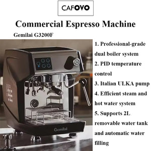 CAFOVO Gemilai G3200F Commercial Espresso Machine Dual Boiler 4-Hole Steam
