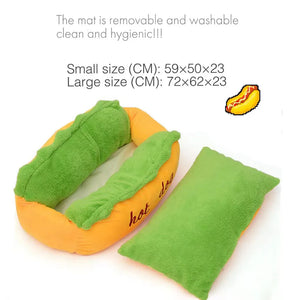 Hot Dog Shaped Detachable Washable Dog Bed