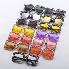 Rhinestone Square Frame Sunglasses