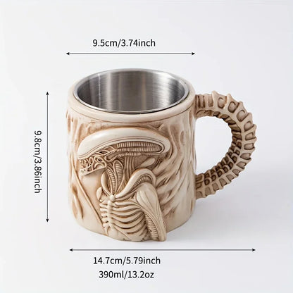 New Xenomorph 3D Flat Heat Transfer Alien Coffee Cup