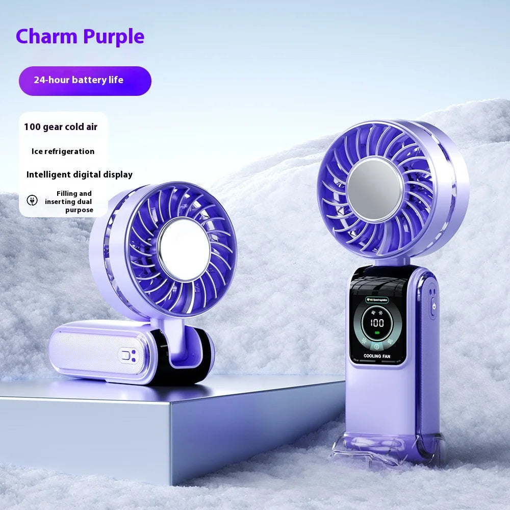 3600mAh 4 in 1 Neck and Handheld Fan 100 Speed Levels LED Display One Touch