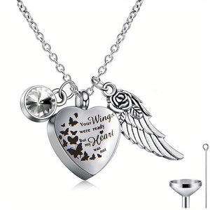 Angel Heart Wings Ashes Keepsake Cremation Memorial Urn Necklace