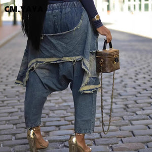 CM.YAYA Ripped Out Hole Denim Pants