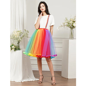 Colorful Rainbow Short High Elastic Band Skirt