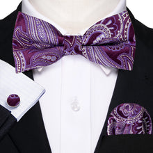 Barry.Wang Silk Bow Tie Hanky Cuffs Set
