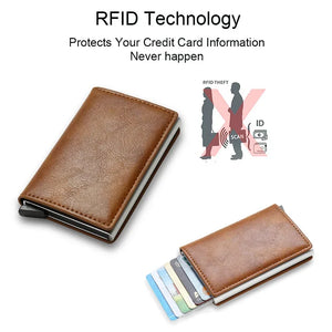 DIENQI Leather RFID Card Holder Wallet