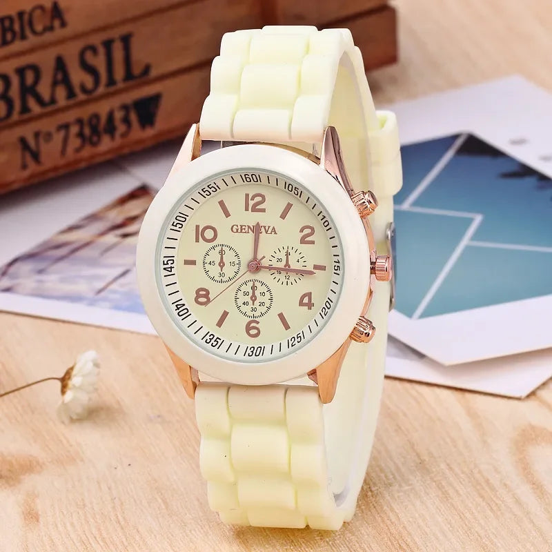 Geneva Ladies Silicone Strap Quartz Wristwatch