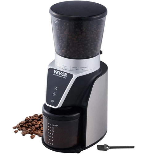 VEVOR 40MM Conical Burr Grind Setting Coffe Bean Electric Espresso Coffee Machine