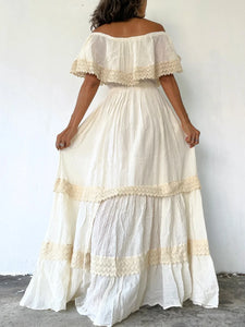 Retro Floral Print Flared Sleeve Dress