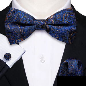 Barry.Wang Silk Bow Tie Hanky Cuffs Set