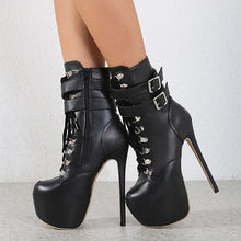 Liyke Buckle Strap 16.5CM Extreme High Heels Platform Boots