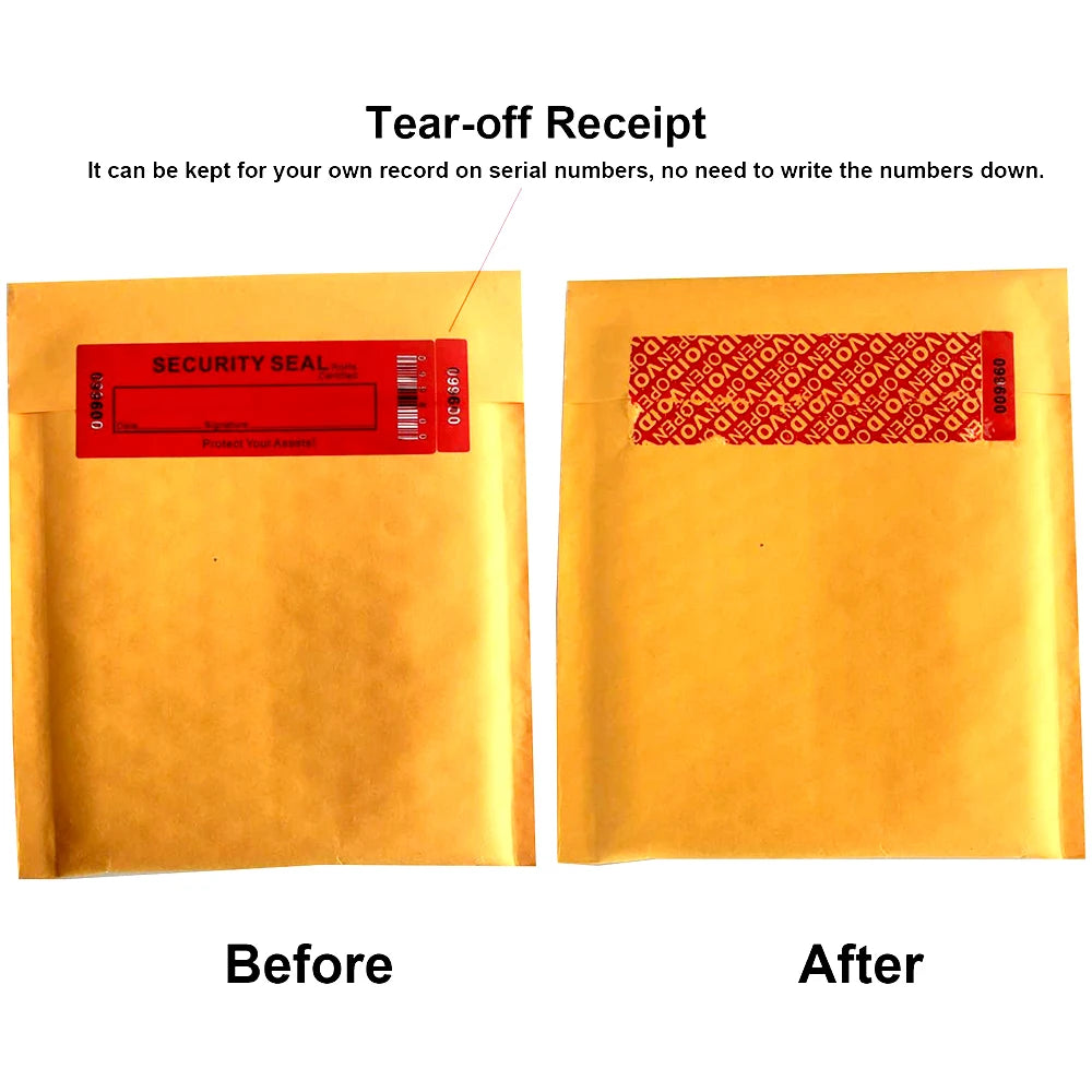 Red Large 35x120mm Tamper Evident Labels