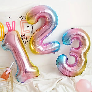 32inch Rainbow Gradient Number Foil Balloons