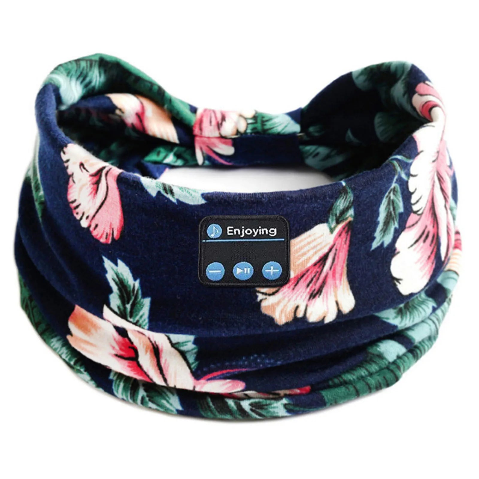 Wireless Bluetooth Floral Print Headband Headphones with Headset Microphone
