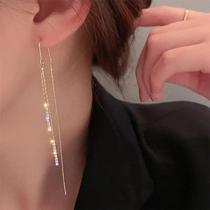 Long Crystal Tassel Earrings For Women