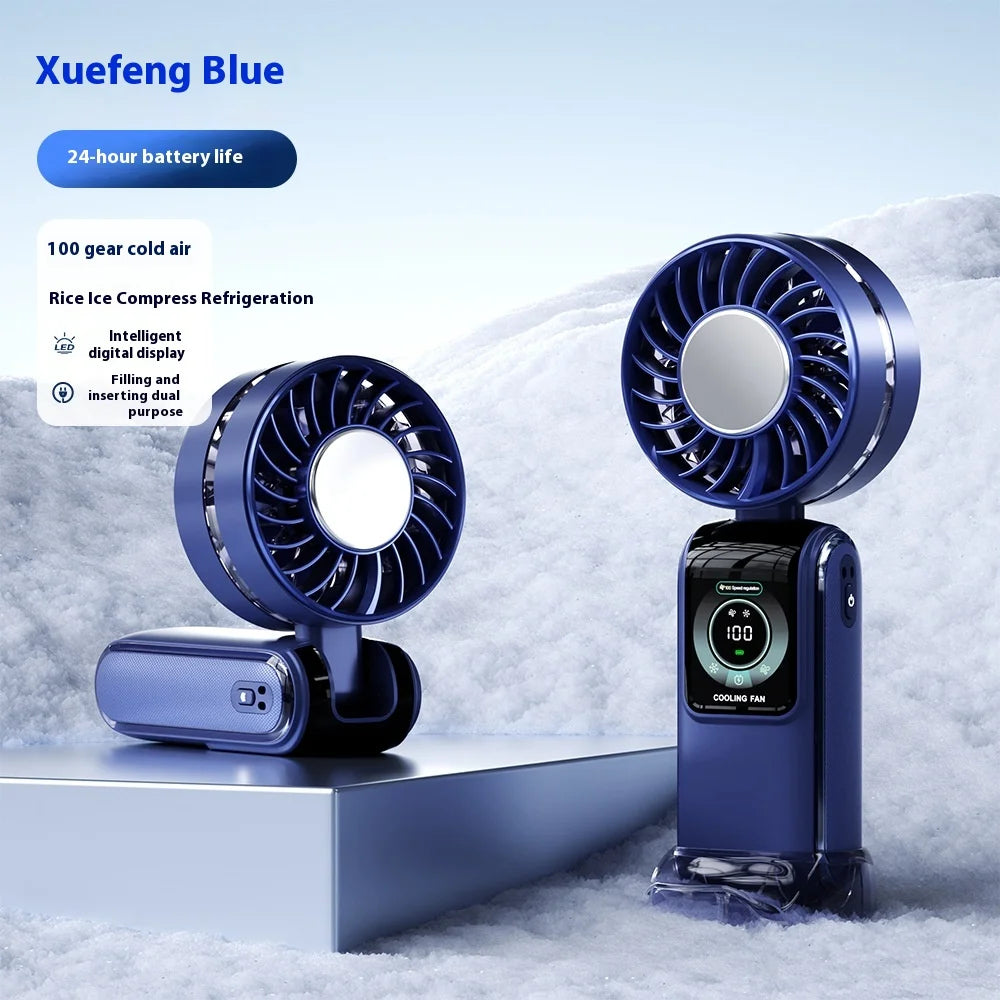 3600mAh 4 in 1 Neck and Handheld Fan 100 Speed Levels LED Display One Touch