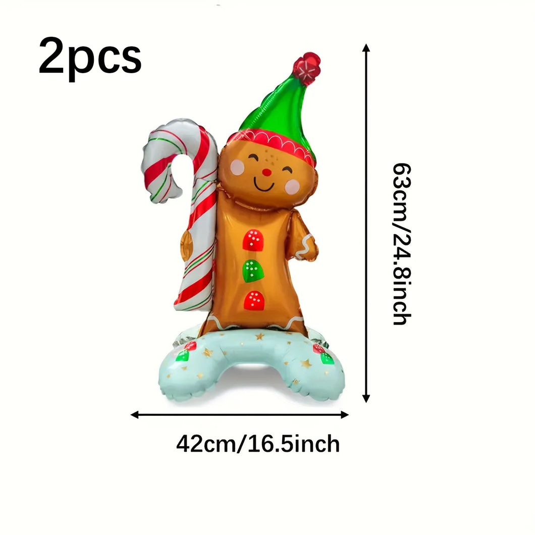 2pcs Base Wearing Gingerbread Man Aluminum Film Balloons