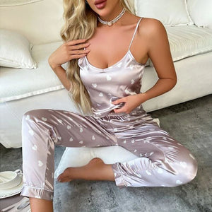 Sleep Top with Long Pant Floral Print Pajamas