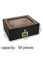 XIFEI Cigar Humidor With Hygrometer Humidifier 2 Drawers Cedar Wood