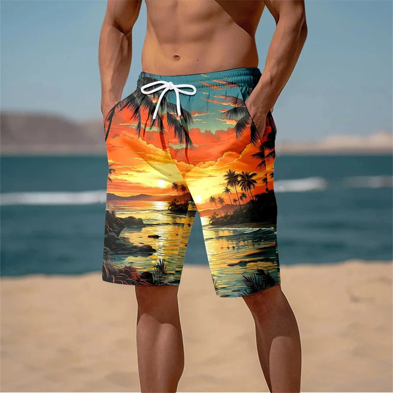 3D Print Beach Short Cool Swimming Trunks