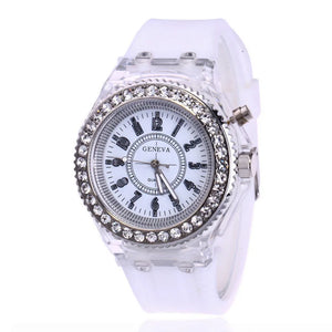 UTHAI Glow Back Rhinestone LED Trendy Wristwatches