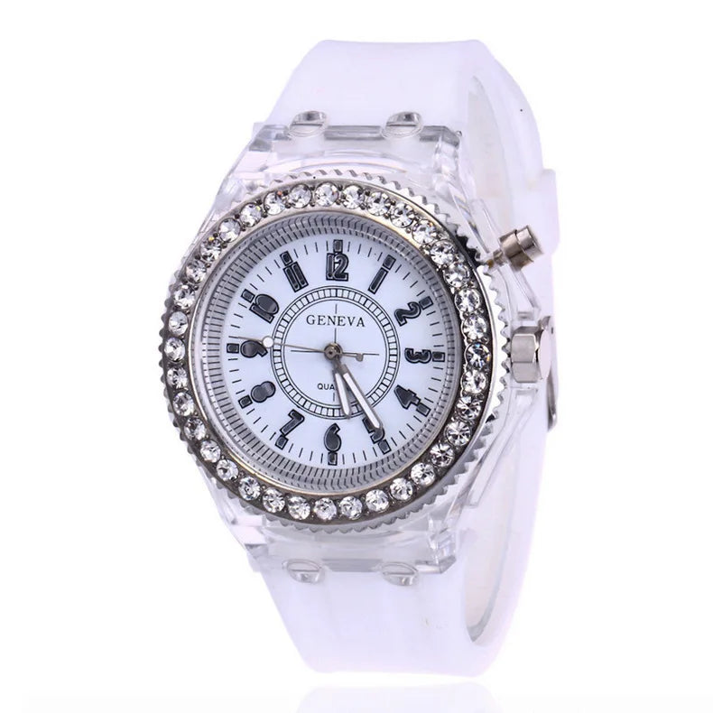 UTHAI Glow Back Rhinestone LED Trendy Wristwatches