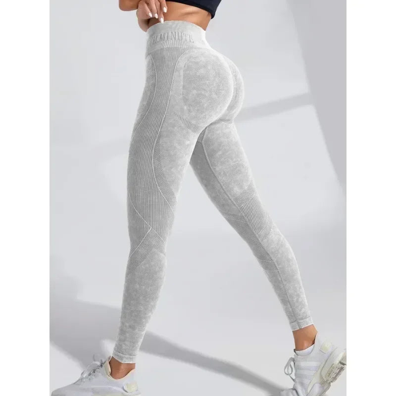 Seamless High Waist Hip Lifting Sand Washed Leggings