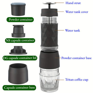 3 In1 Portable Coffee Machine Espresso Maker For Capsule & Ground Hand Press