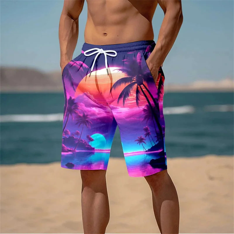 3D Print Beach Short Cool Swimming Trunks