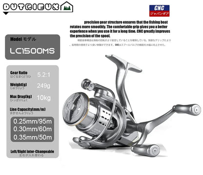 Stainless Steel Bearing Super Light Spinning Fishing Reel