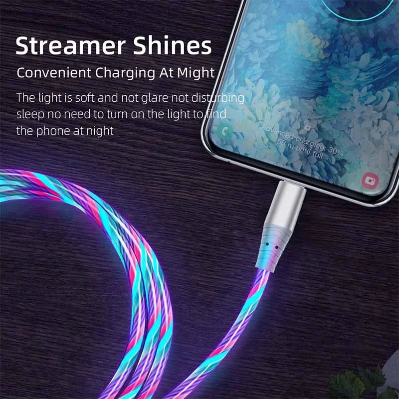 Luminous USB Type C Cable 3A Fast Charging Data Cord