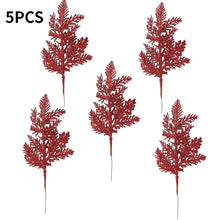 10/5Pcs Artificial Plants Pine Branches Christmas Glitter