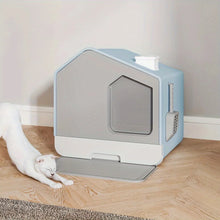 Odor-Free Hooded Cat Litter Box with Mat, Scoop, and Durable Plastic Material