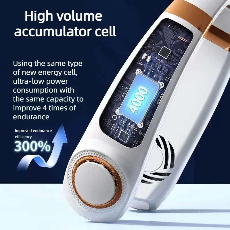 JKUOO Rechargeable Personal Portable Hands Free Neck Fan