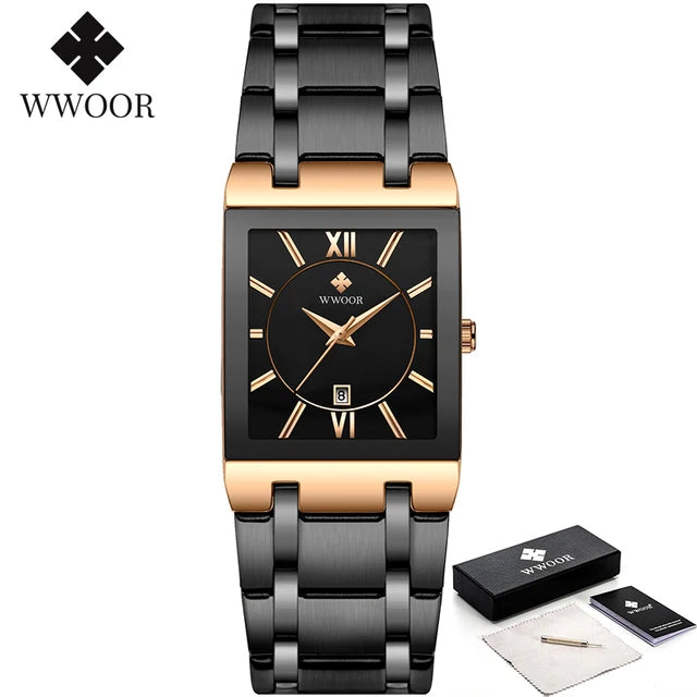 WWOOR Quartz Square Face Geneva Design Wrist Watch